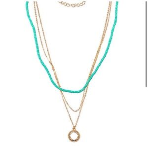Gemma stone gold plated layered necklace